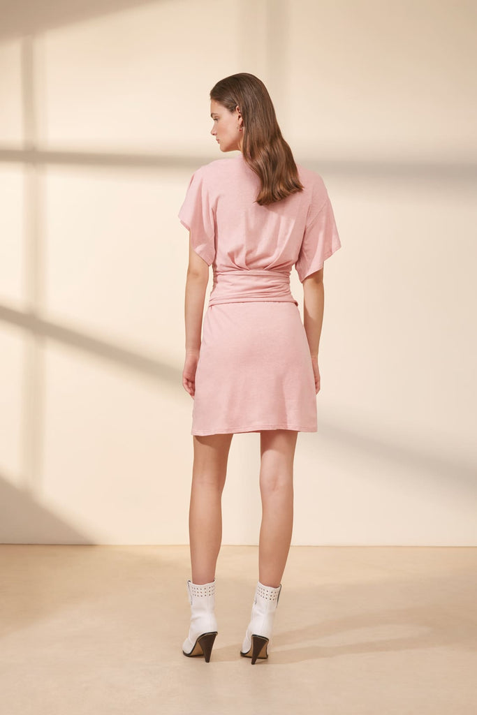 Cesaire - Belted Short T-Shirt Dress With Pleated Details - Suncoo HK