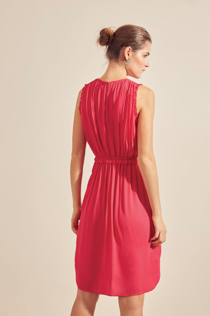 Cruz - Sleeveless Fluid Dress With Draped Effect - Suncoo HK