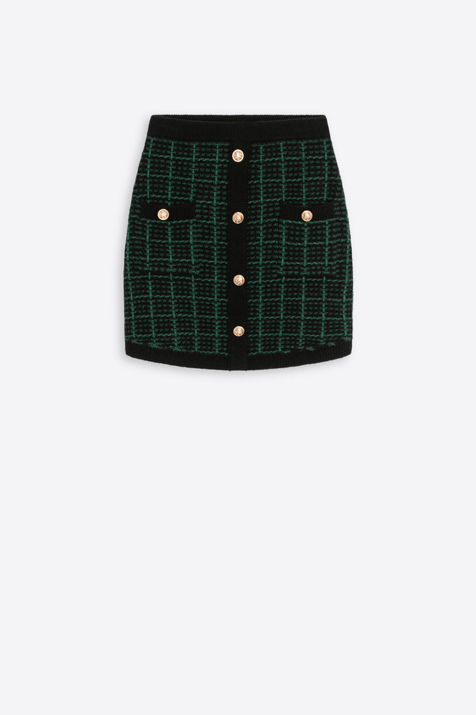 Falone -  Checkered Mesh Mini Skirt - Suncoo HK