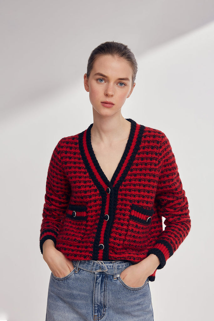 Gabriel - Two-Coloured Fancy Cardigan With Button Details - Suncoo HK