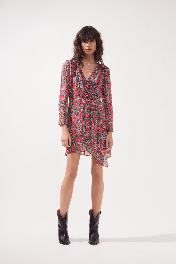 Clemmy - Embroidered Yokes Dress With Ruffles Details - Suncoo HK