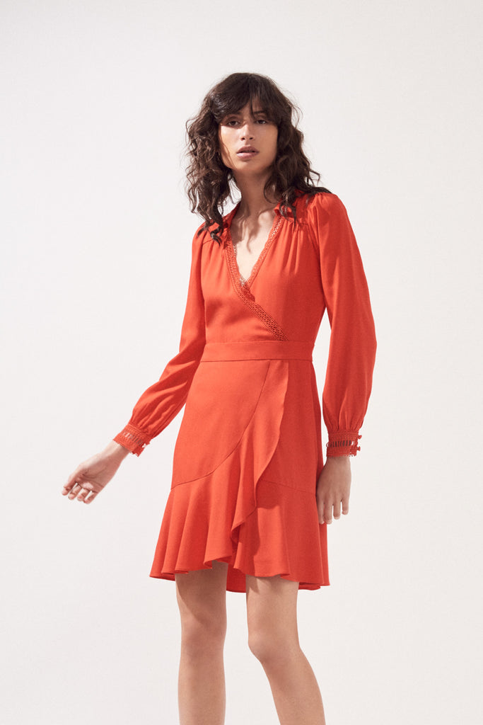 Chelly - Embroidered Yokes Dress With Ruffles Details - Suncoo HK