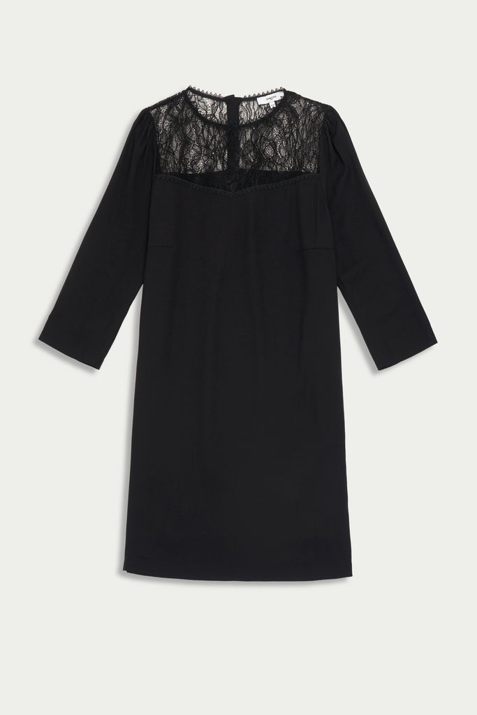 Celma - Mid-Long Black Dress - Suncoo HK