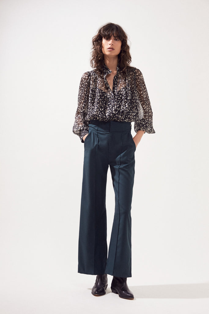 Levina - Leopard Printed Fluid Blouse With Lurex Touch - Suncoo HK