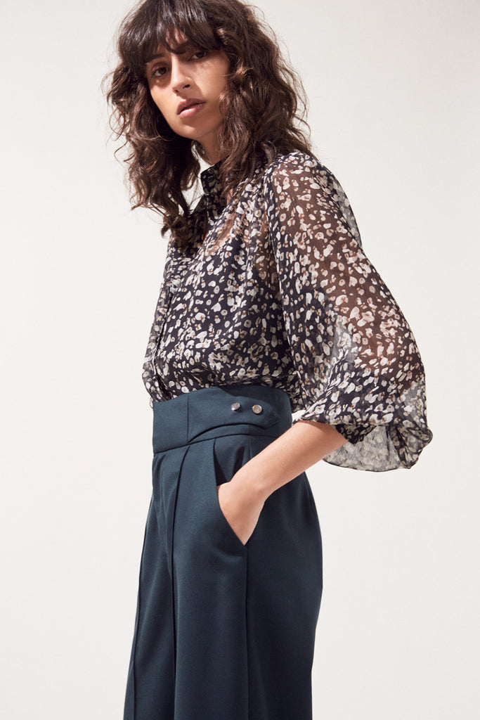 Levina - Leopard Printed Fluid Blouse With Lurex Touch - Suncoo HK
