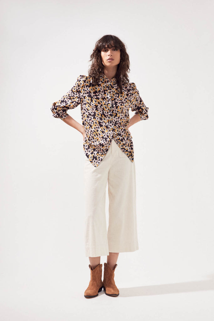 Libera - Vintage Floral Printed Blouse With Ruffles Details - Suncoo HK
