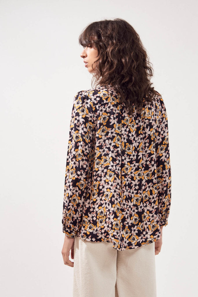 Libera - Vintage Floral Printed Blouse With Ruffles Details - Suncoo HK