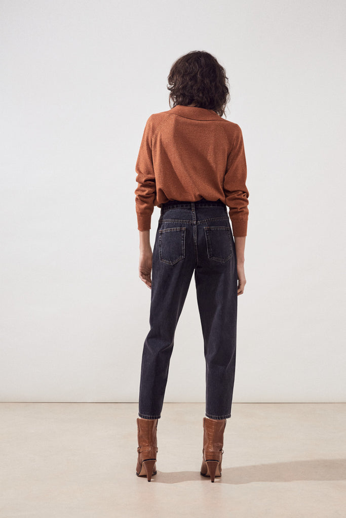 Romain - Washed Grey Boyfriend Jeans Studs Details - Suncoo HK
