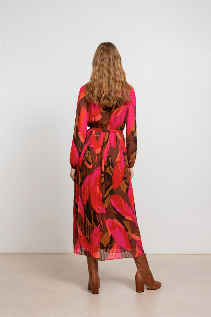Chrome - Fuchsia Arty Printed Long Dress - Suncoo HK