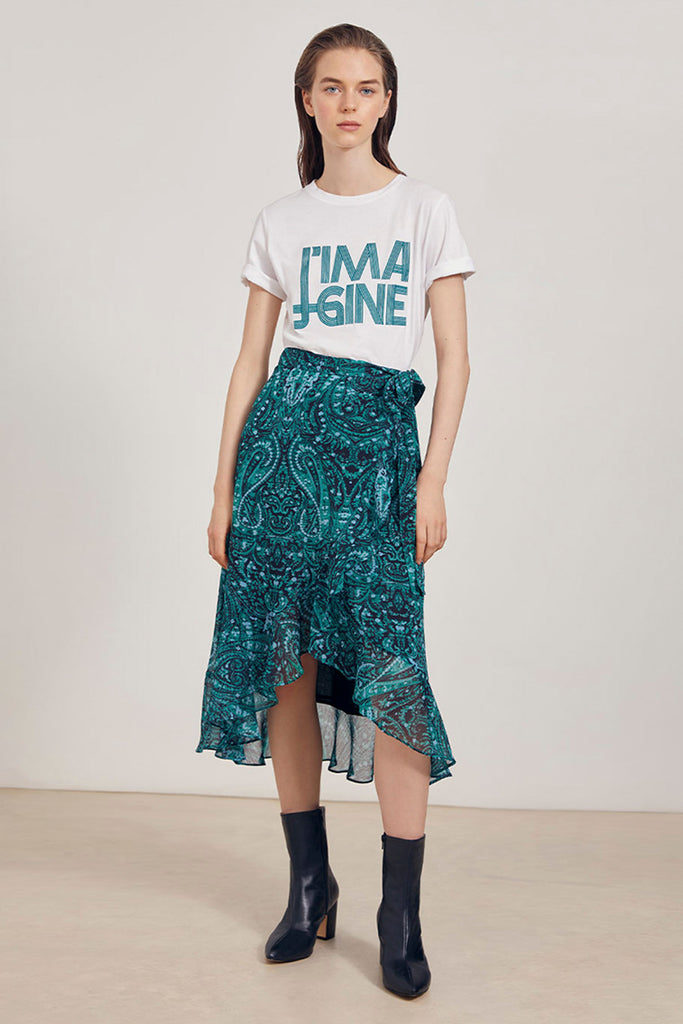 Fancy - Green Cashmere Printed Wrap Skirt - Suncoo HK