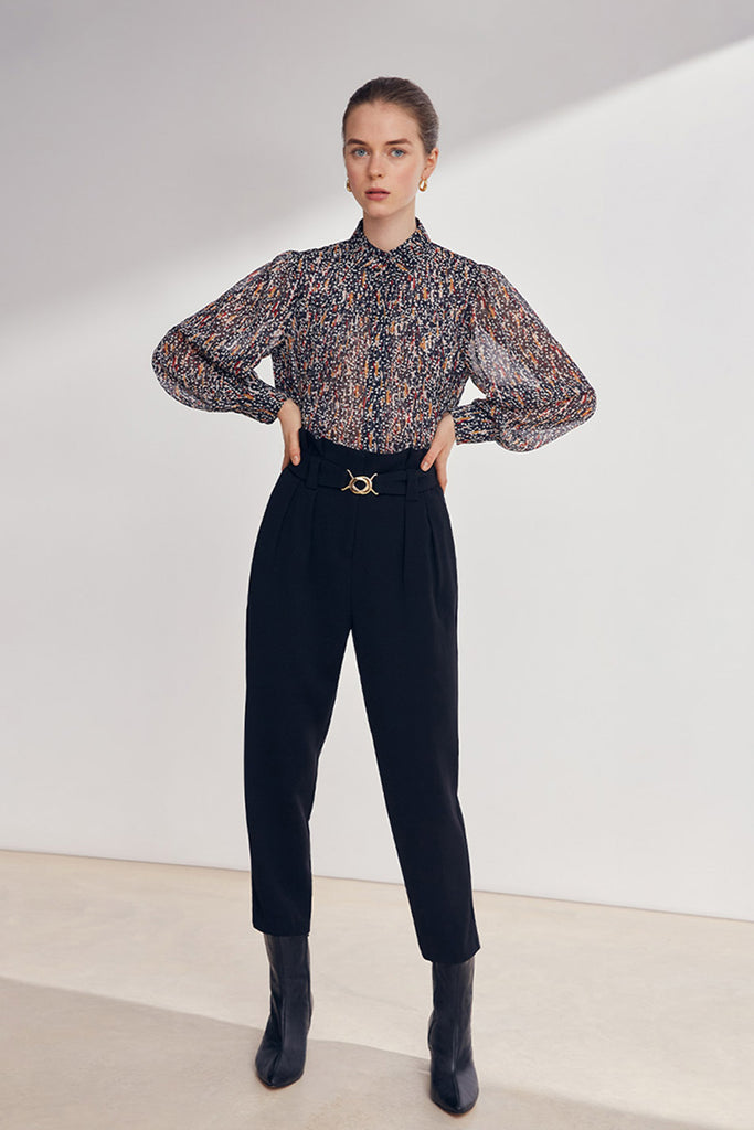Lilly - Rain Printed Blouse With Lurex Details - Suncoo HK