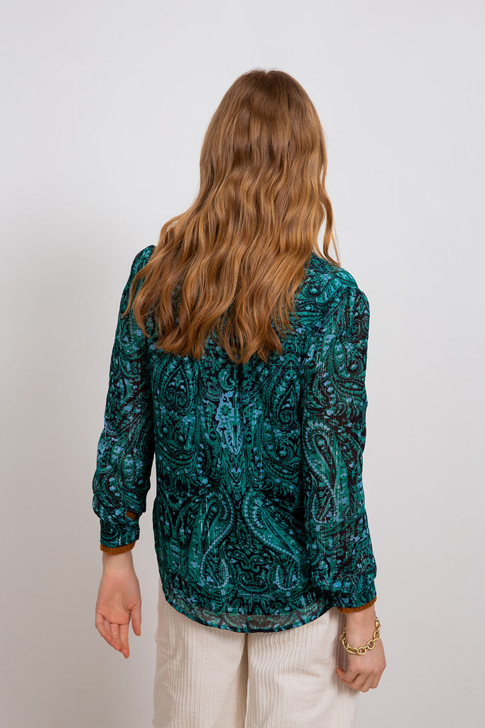 Lyst - Green Cashmere Printed Blouse - Suncoo HK