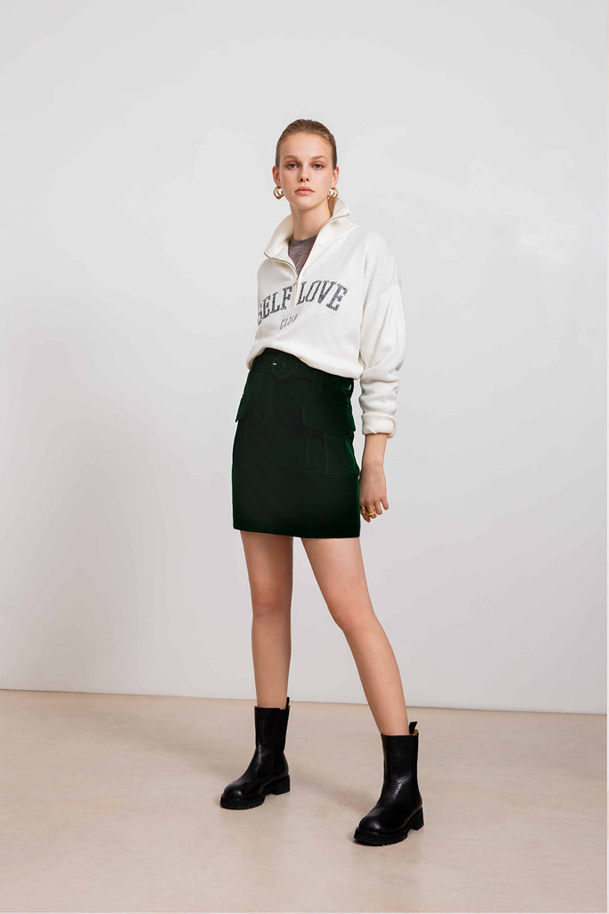 Pegaze - Embroidered "Self Love Club" Message Zippered Thin Jumper - Suncoo HK