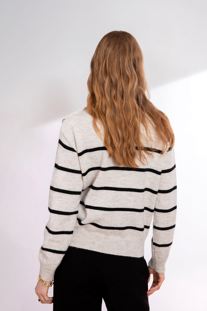 Paul - Striped Jumper With Button Details - Suncoo HK