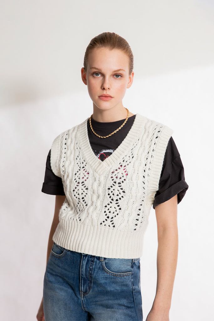 Paci - Wool Sleeveless Short Jumper - Suncoo HK