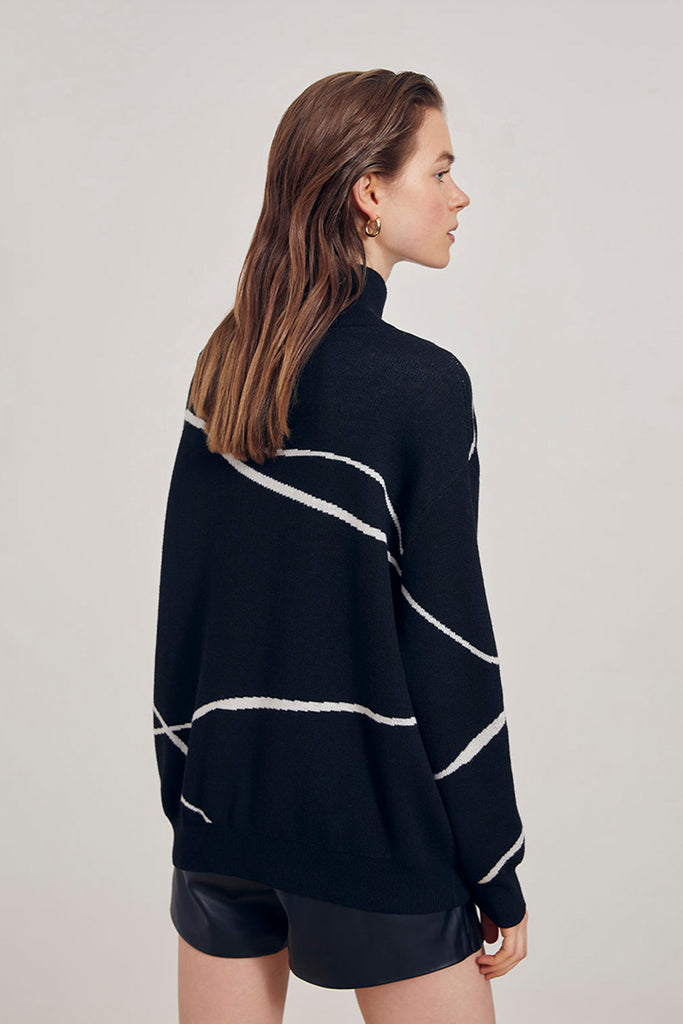 Paxton - Geometric Pattern Oversize Fancy Thin Jumper - Suncoo HK