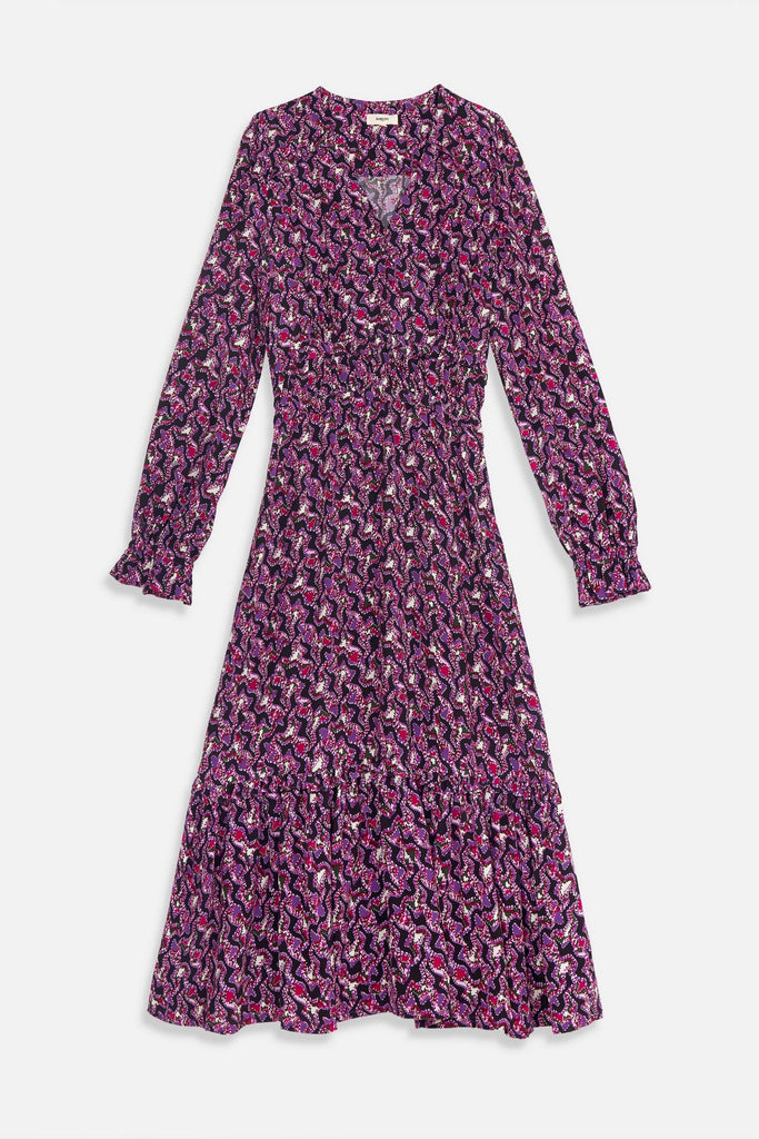 Ciana - Fuchsia Abstract Print Long Dress - Suncoo HK