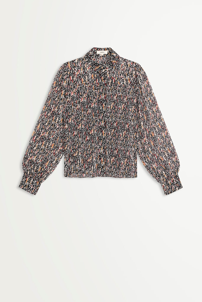 Lilly - Rain Printed Blouse With Lurex Details - Suncoo HK