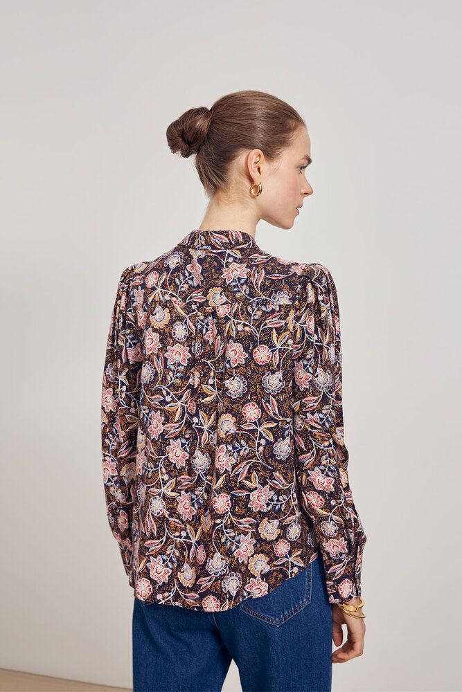 Litchi - Wild Flower And Confettis Printed Fluid Blouse - Suncoo HK