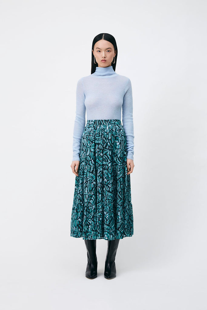 Fancy -  Foliage Print Midi Skirt - Suncoo HK