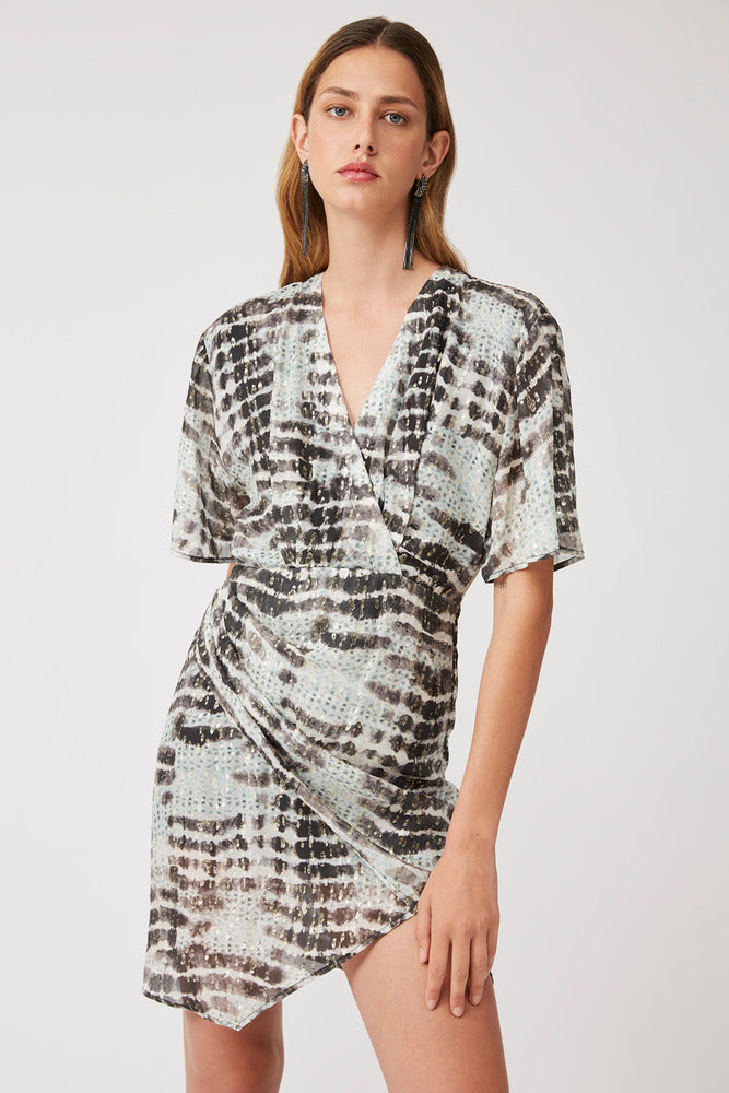 Cody - Tie and dye zebra print asymmetric short dress - Suncoo HK