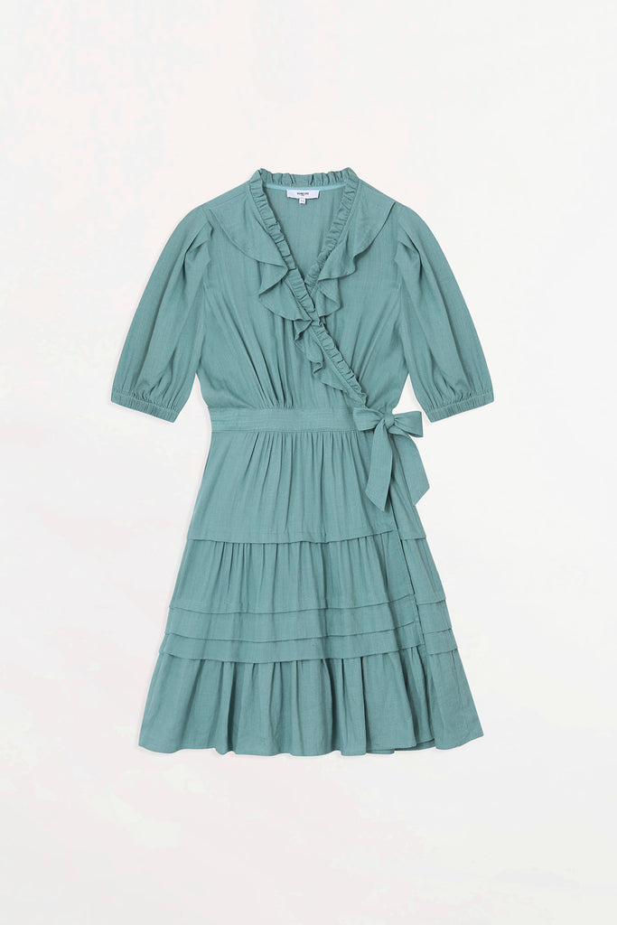 Cyrina - Wrap Short Skirt With Ruffled Details - Suncoo HK