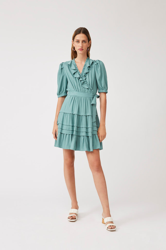 Cyrina - Wrap Short Skirt With Ruffled Details - Suncoo HK