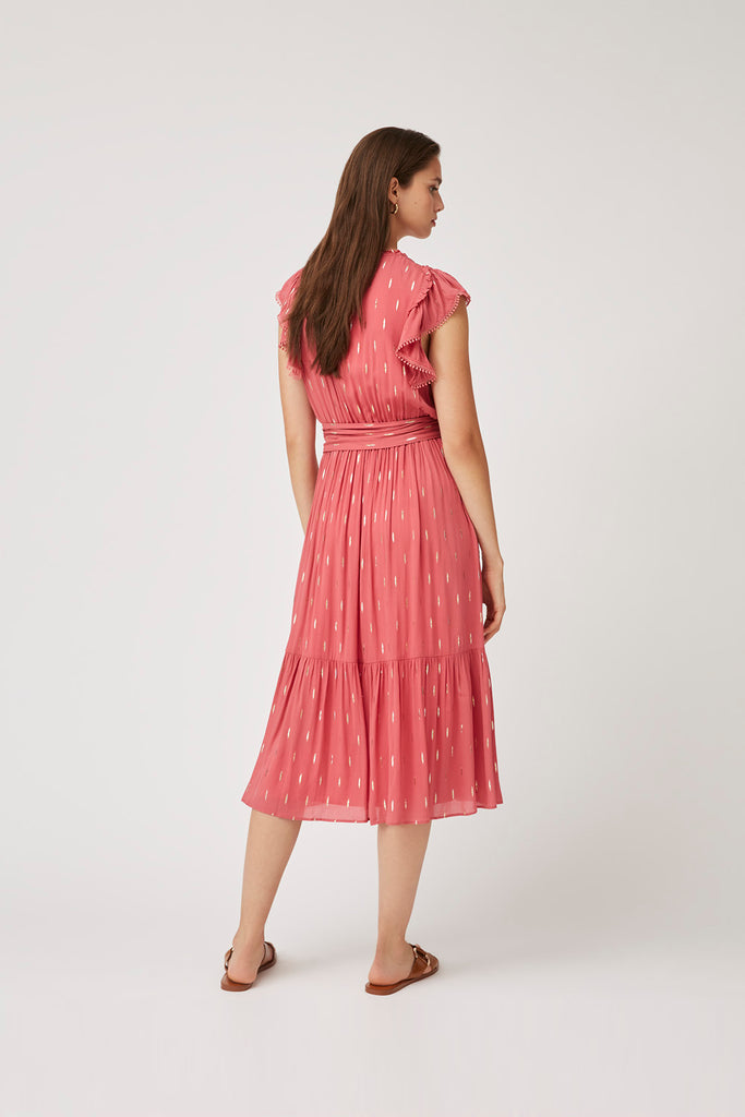 Caty - Midi Jacquard Lurex Belted Dress - Suncoo HK