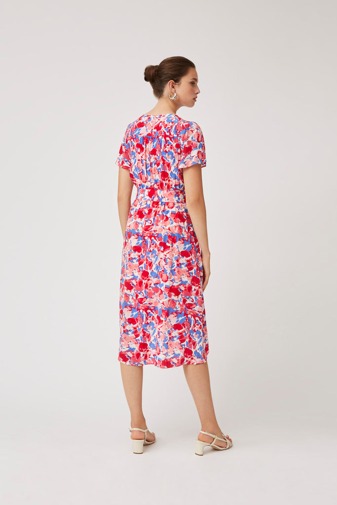 Claire - Fuchsia Camo Print Midi Belted Dress - Suncoo HK