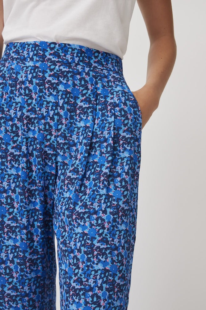 July - Blue Print Large Fluid Pants - Suncoo HK