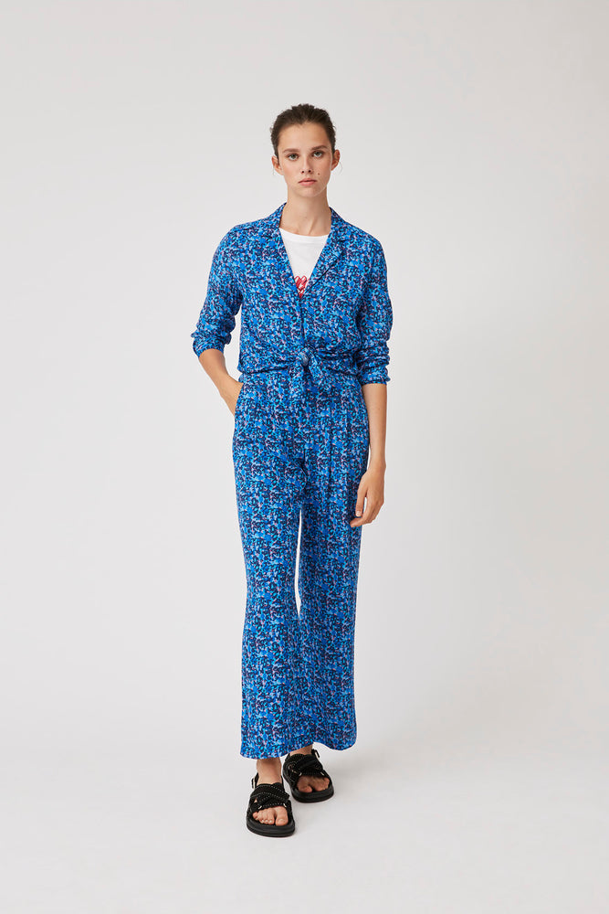 July - Blue Print Large Fluid Pants - Suncoo HK