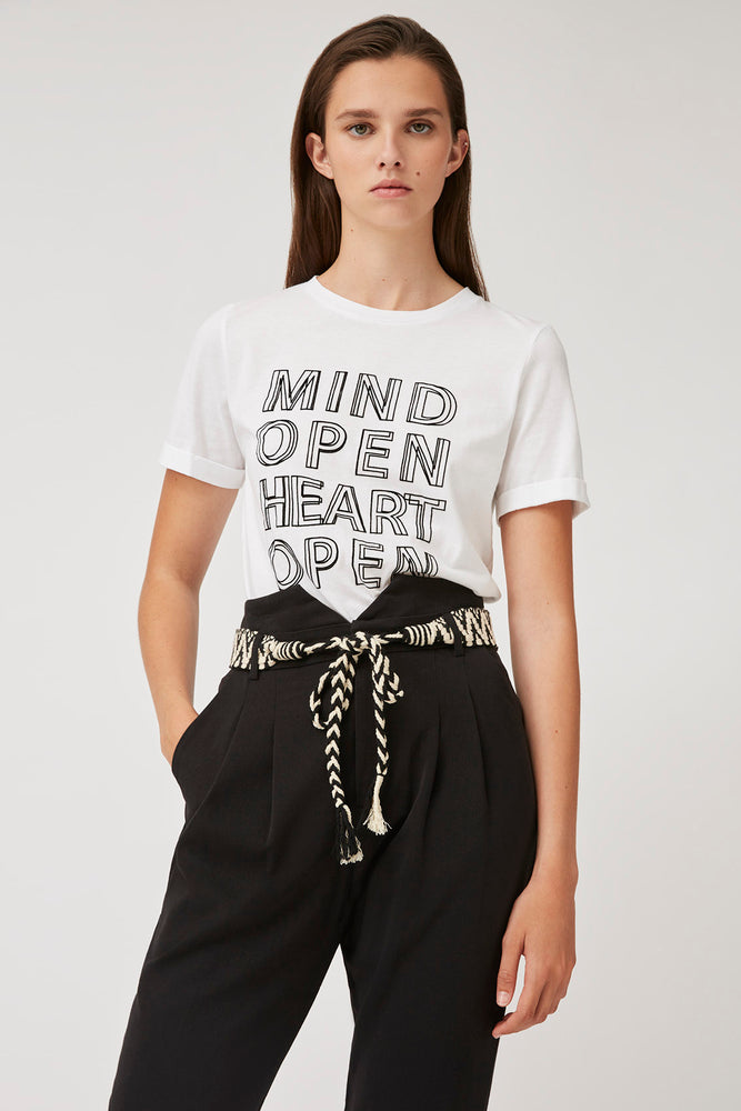 Jim - High Waisted Belted Pants With Ethnic Details - Suncoo HK
