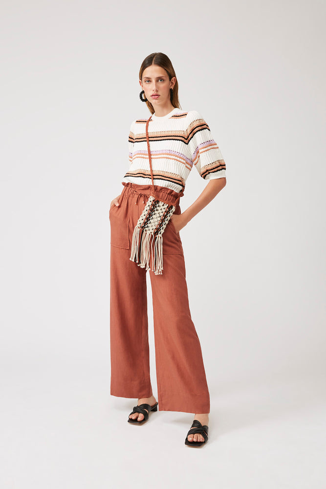 Juan - Large Pants With Ruffled Elastic Waistband - Suncoo HK