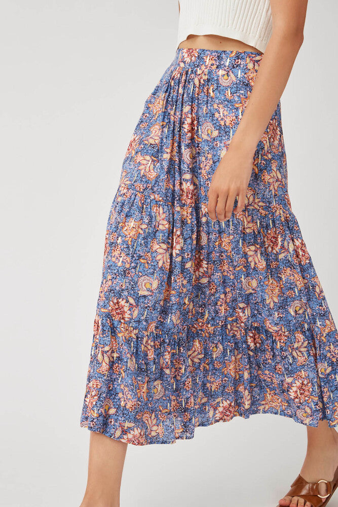 Fancy - Wild Flower Print Midi Skirt - Suncoo HK