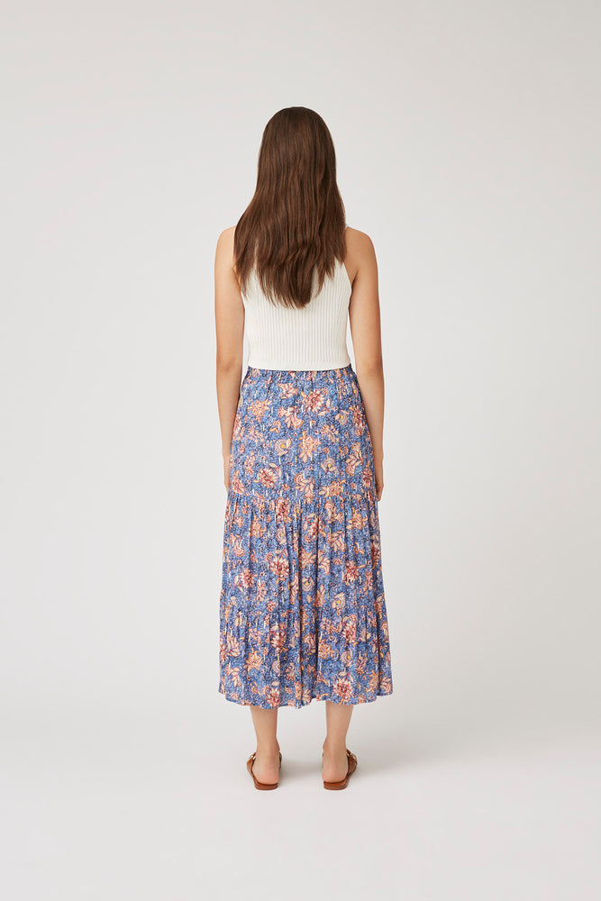 Fancy - Wild Flower Print Midi Skirt - Suncoo HK