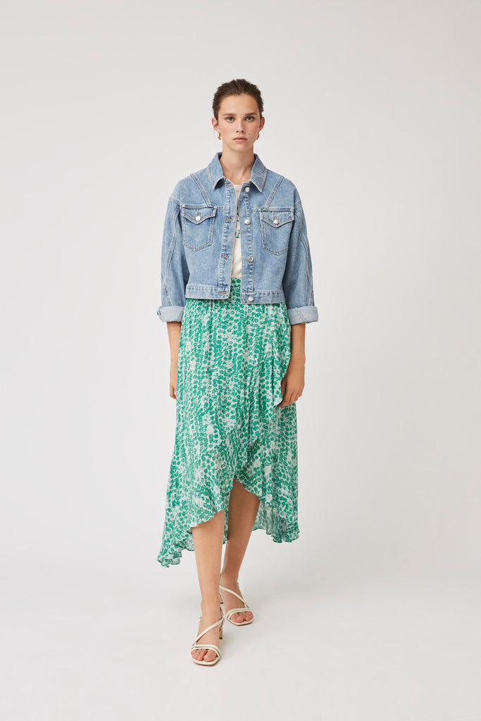 Felia - Green floral print straped skirt - Suncoo HK