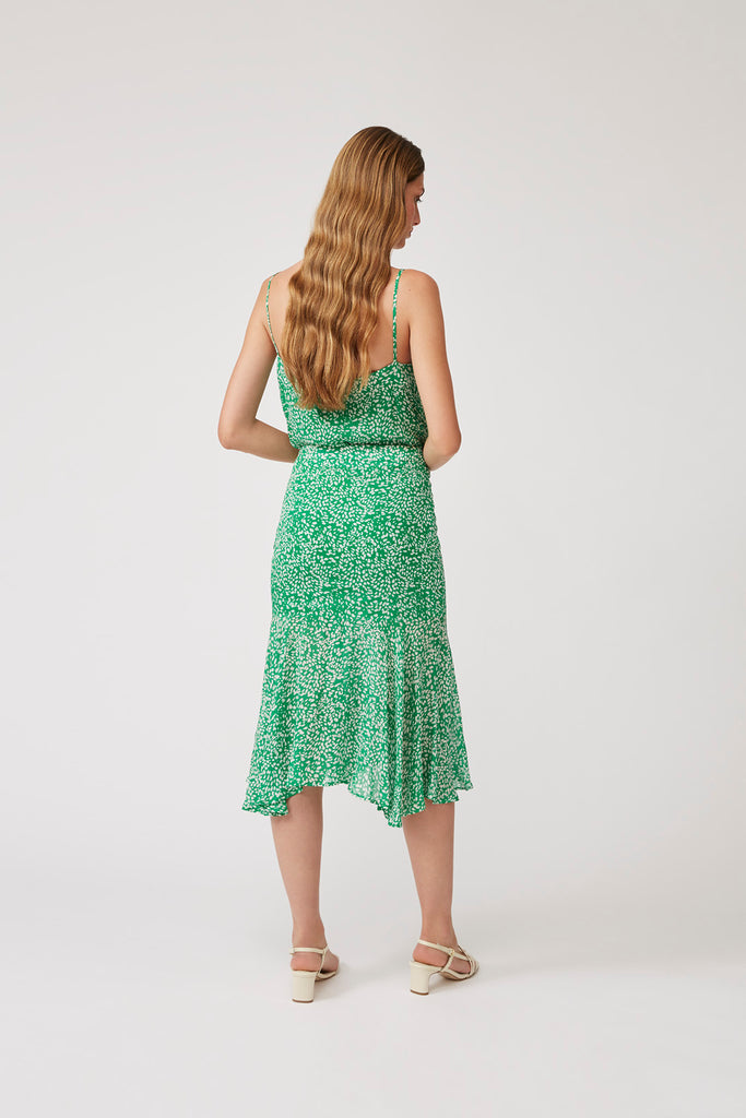 Fanny - Green Leopard Print Gathered Fluid Skirt - Suncoo HK