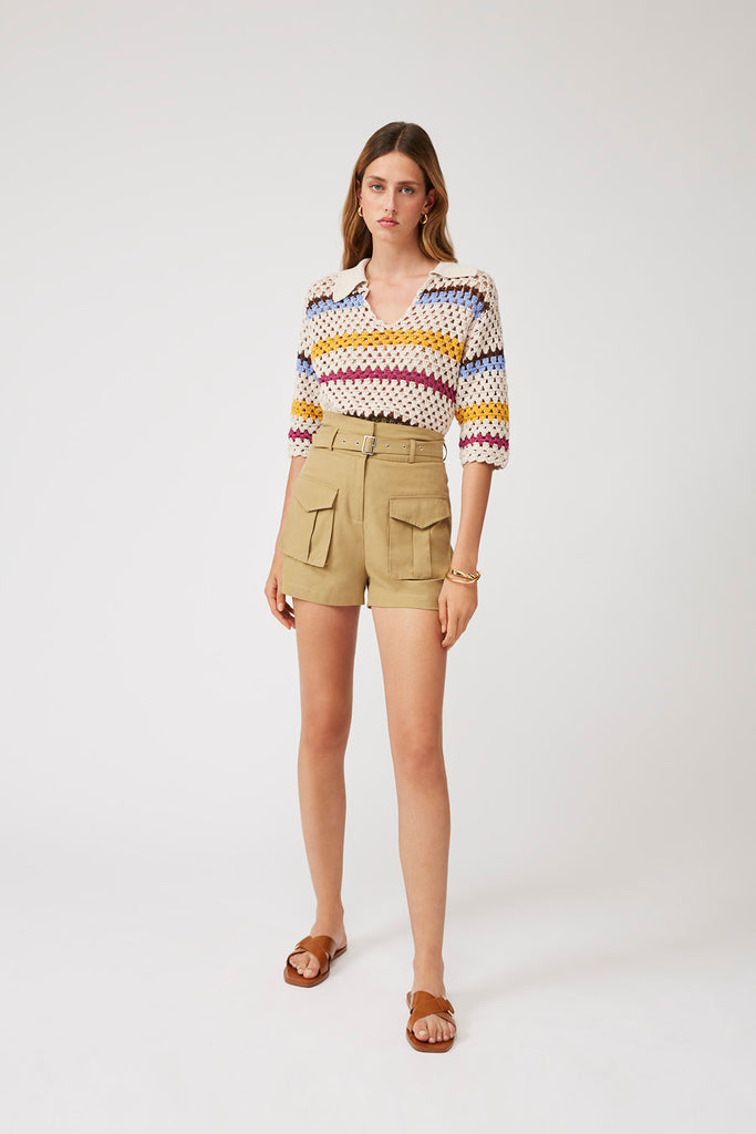 Benny - High Waisted Belted Shorts With Pockets Details - Suncoo HK