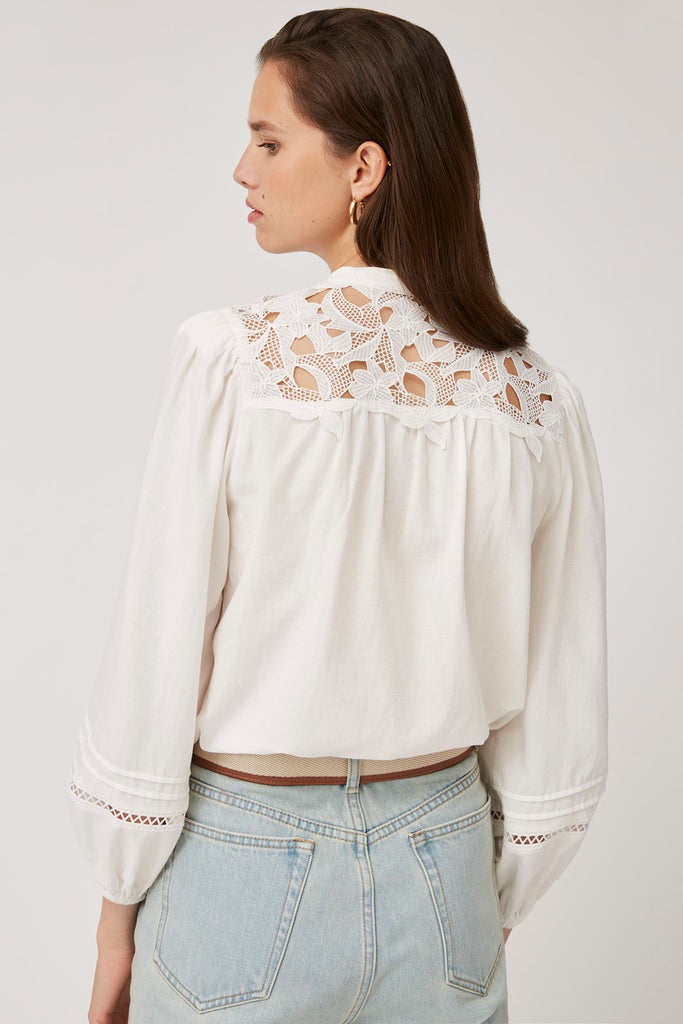 Lorette - Blouse With Lace Details - Suncoo HK