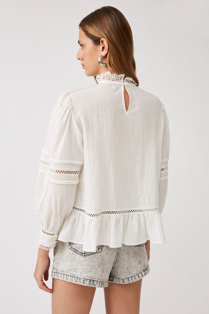 Linsey - Embroidered Fancy Blouse With Lace Details - Suncoo HK