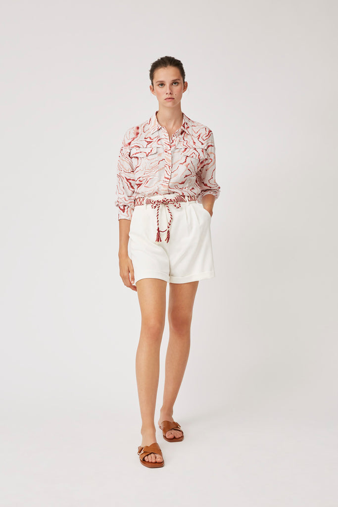 Lucy - Relief Marble Effect Print Shirt - Suncoo HK