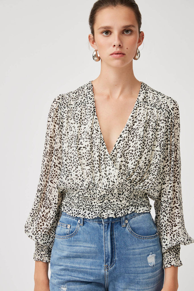 Liana - Leopard printed short blouse - Suncoo HK