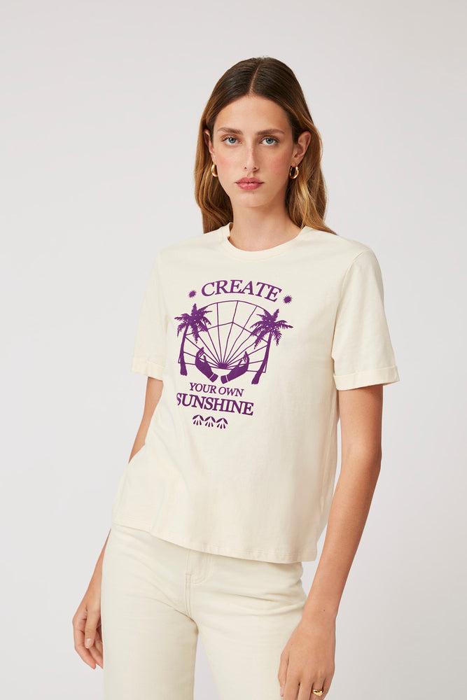 Mantra - Create Your Own Sunshine Message With Green Palm Tree Printed T-Shirt - Suncoo HK