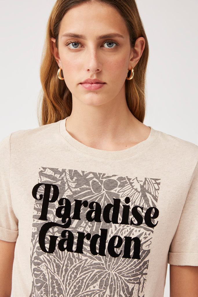 Manon - Paradise Garden Message Print Tee-shirt - Suncoo HK