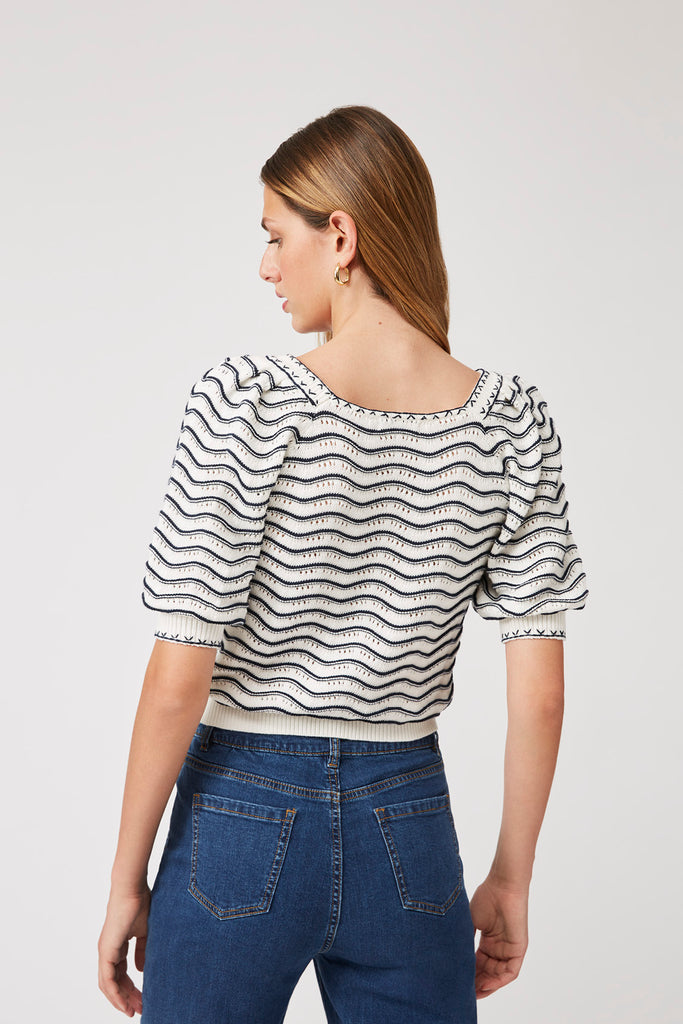 Perez - Fancy Striped Hemstitched Jumper - Suncoo HK