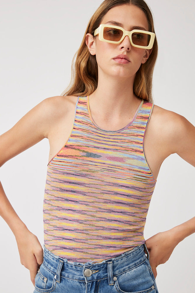 Pisco - Fancy Striped Thin Vest Top Jumper - Suncoo HK