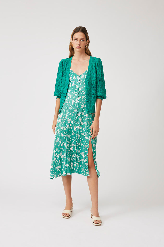 Panama - Plain green hemstitched jumper with piping details - Suncoo HK