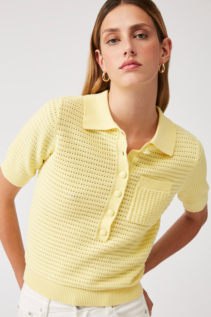 Paulino - Hemstiched Yellow Polo Shirt Thin Jumper - Suncoo HK