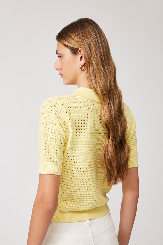 Paulino - Hemstiched Yellow Polo Shirt Thin Jumper - Suncoo HK