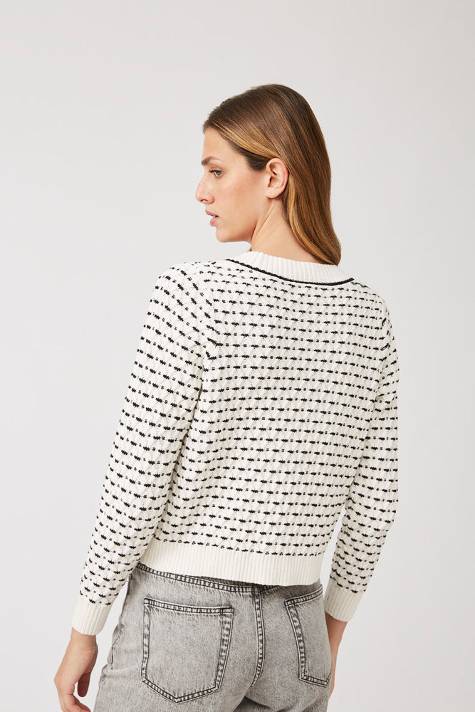 Gecko - Bicolour Embroidered Fancy Cardigan - Suncoo HK